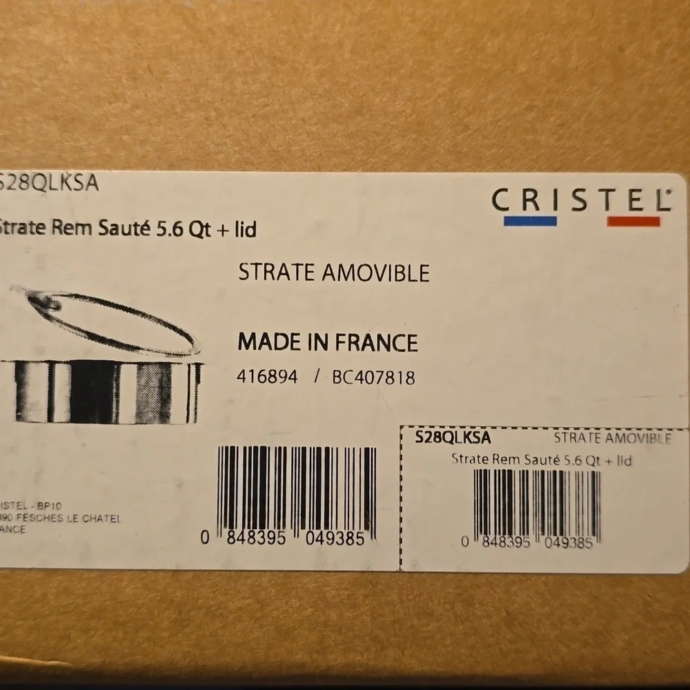 Cristel Stainless Steel Strate Rem Saute 5.5 Qt. + Lid, Retail Price $439.95US